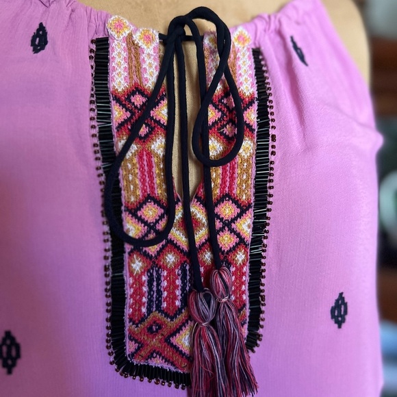 Anthropologie pink beaded sleeveless blouse XS - Picture 2 of 6
